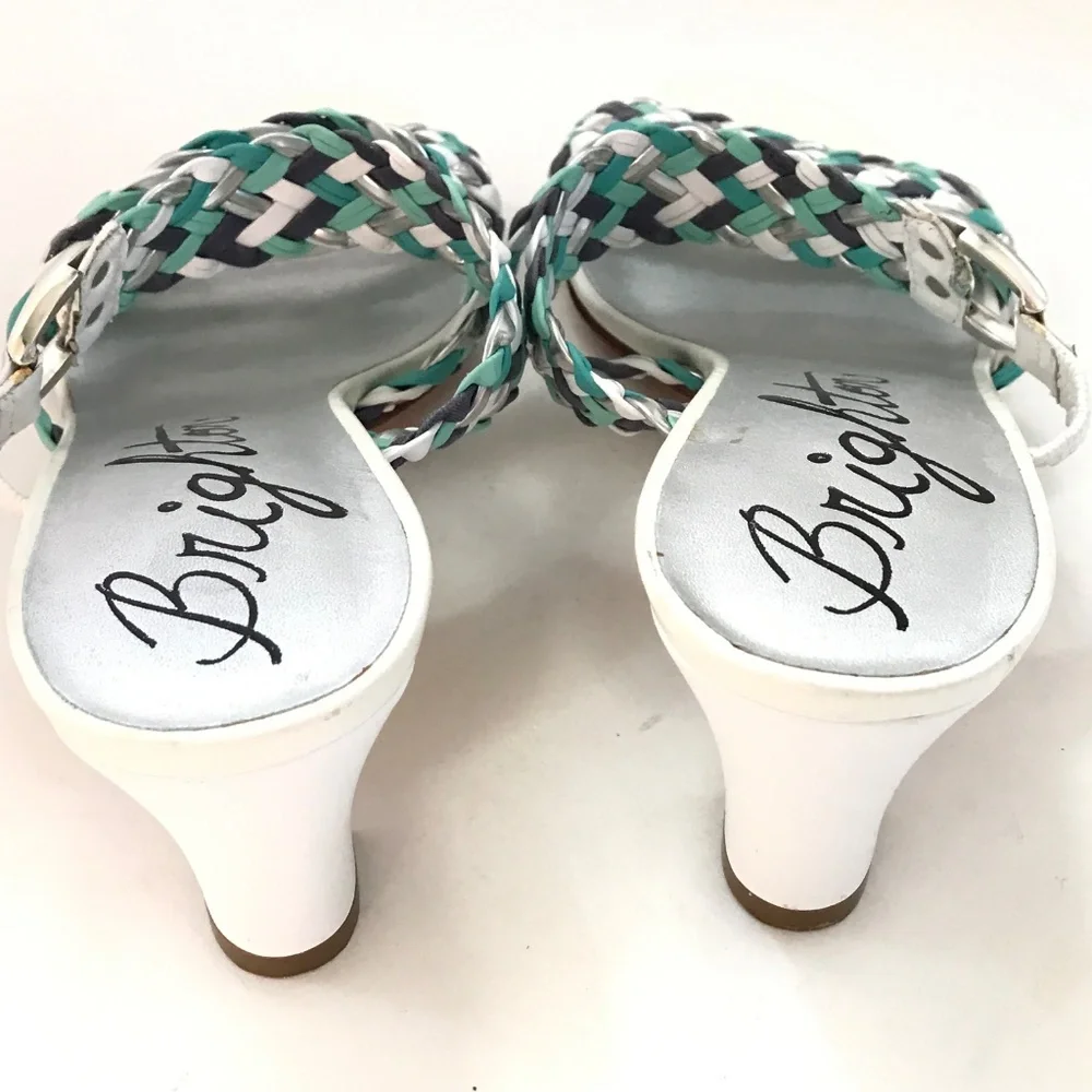 BRIGHTON Braided Leather Kitten Heel Sandals Tress Women’s Size 7
